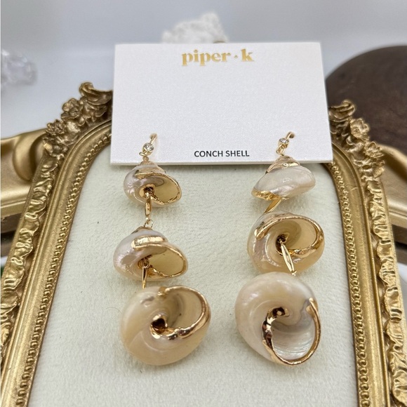 Piper-K Conch Shell Drop Earrings – Natural Beach Glam - Picture 9 of 10